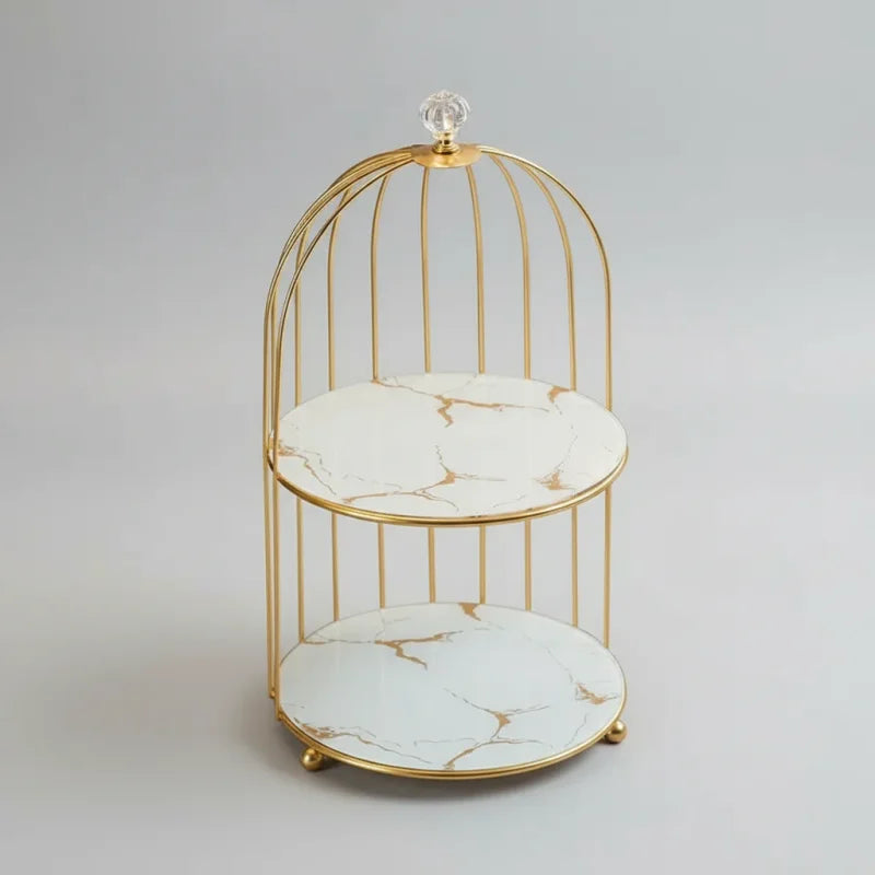 Organizador Dourado com Cúpula para Joias e Cosméticos Lenogue Branco