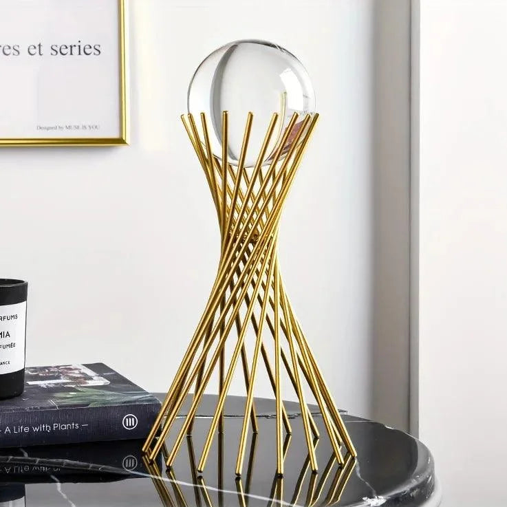 Ornamento Decorativo Metálico de Ferro e Vidro para Arte Abstrata Lenogue Mod.