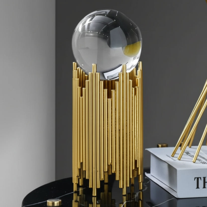 Ornamento Decorativo Metálico de Ferro e Vidro para Arte Abstrata Lenogue Mod. b