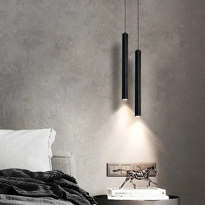 Pendente Led Duplo em Estilo Cilíndrico para Sala de Jantar Lenogue Luz Amarela