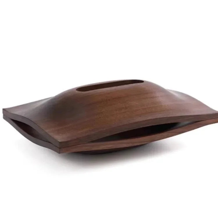 Porta Lenços de Mesa em Madeira Nogueira Estilo Escandinavo Lenogue