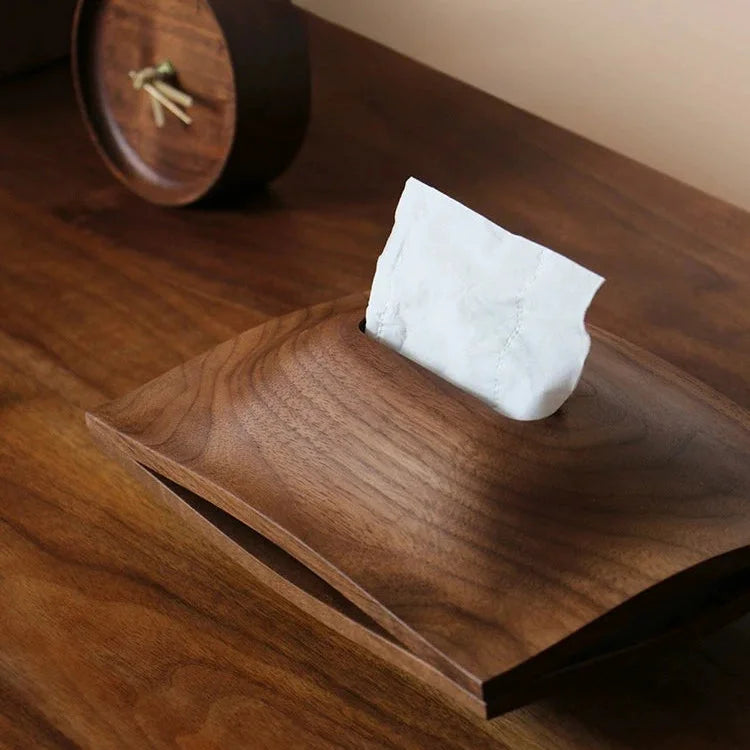 Porta Lenços de Mesa em Madeira Nogueira Estilo Escandinavo Lenogue