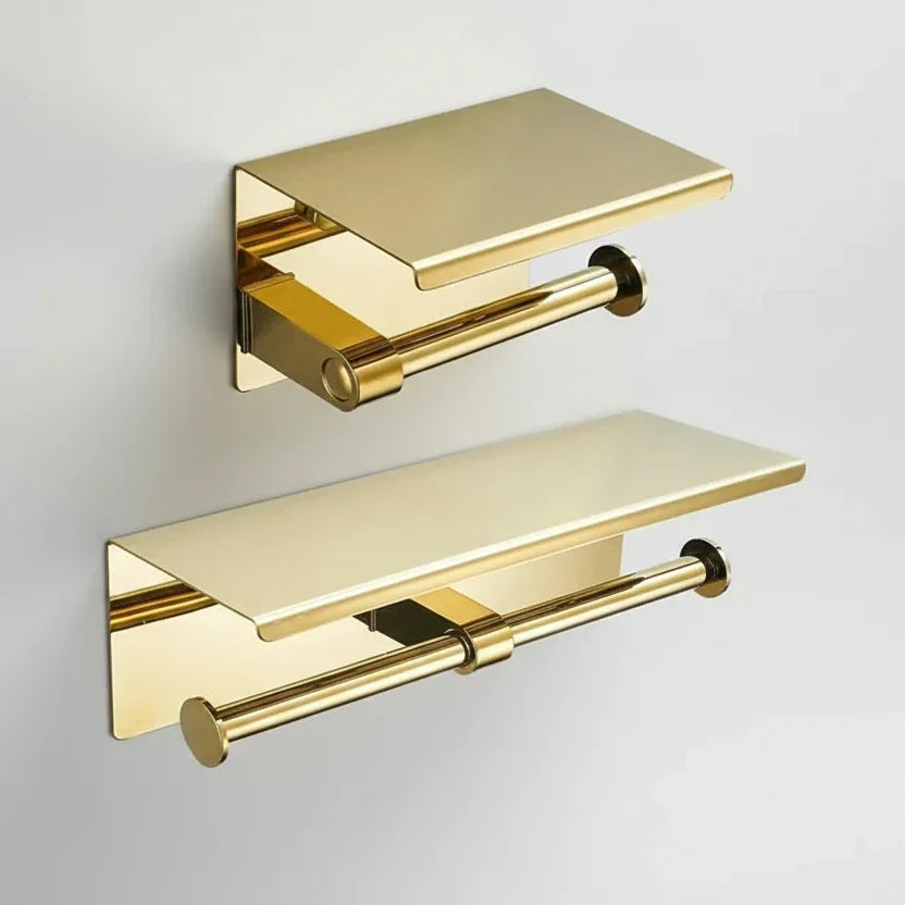 Porta Papel Higiênico com Prateleira em Aço Inox Lenogue