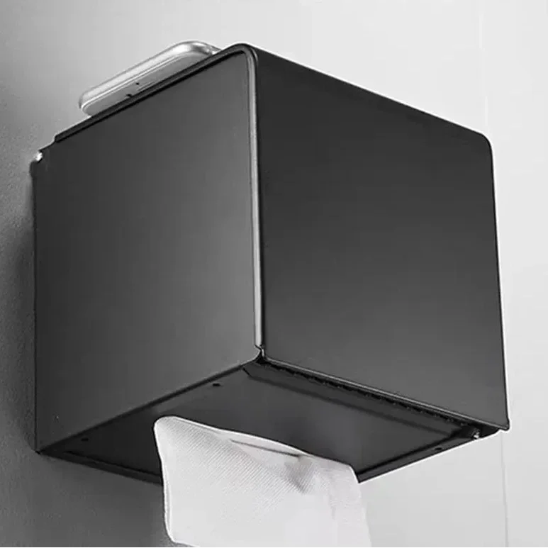 Porta Papel Higiênico com Tampa e Suporte Celular em Aço Inox Lenogue