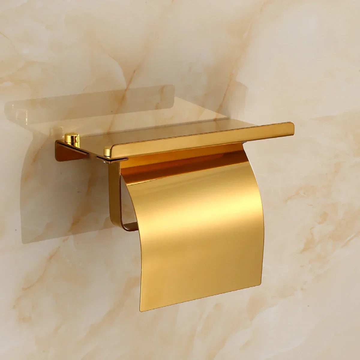 Porta Papel Higiênico com Tampa em Aço Inox Dourado Lenogue