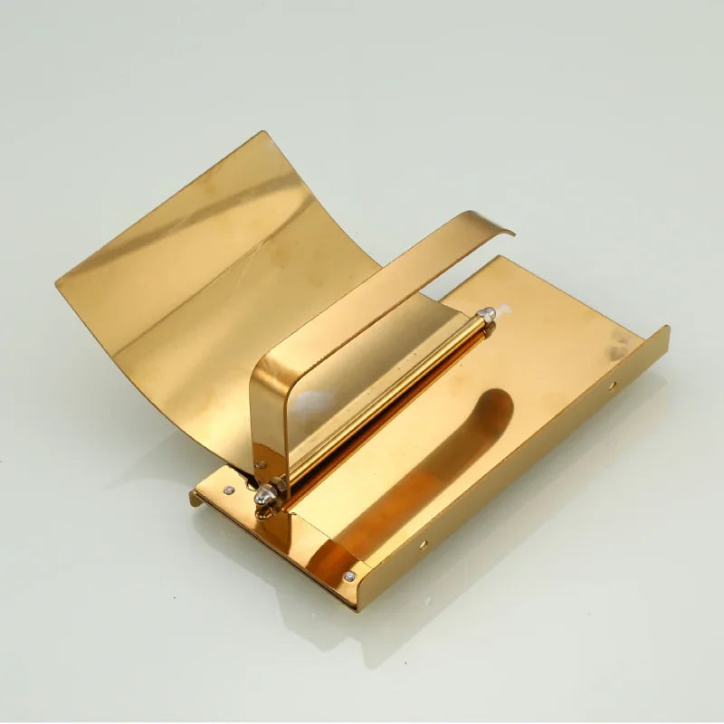 Porta Papel Higiênico com Tampa em Aço Inox Dourado Lenogue