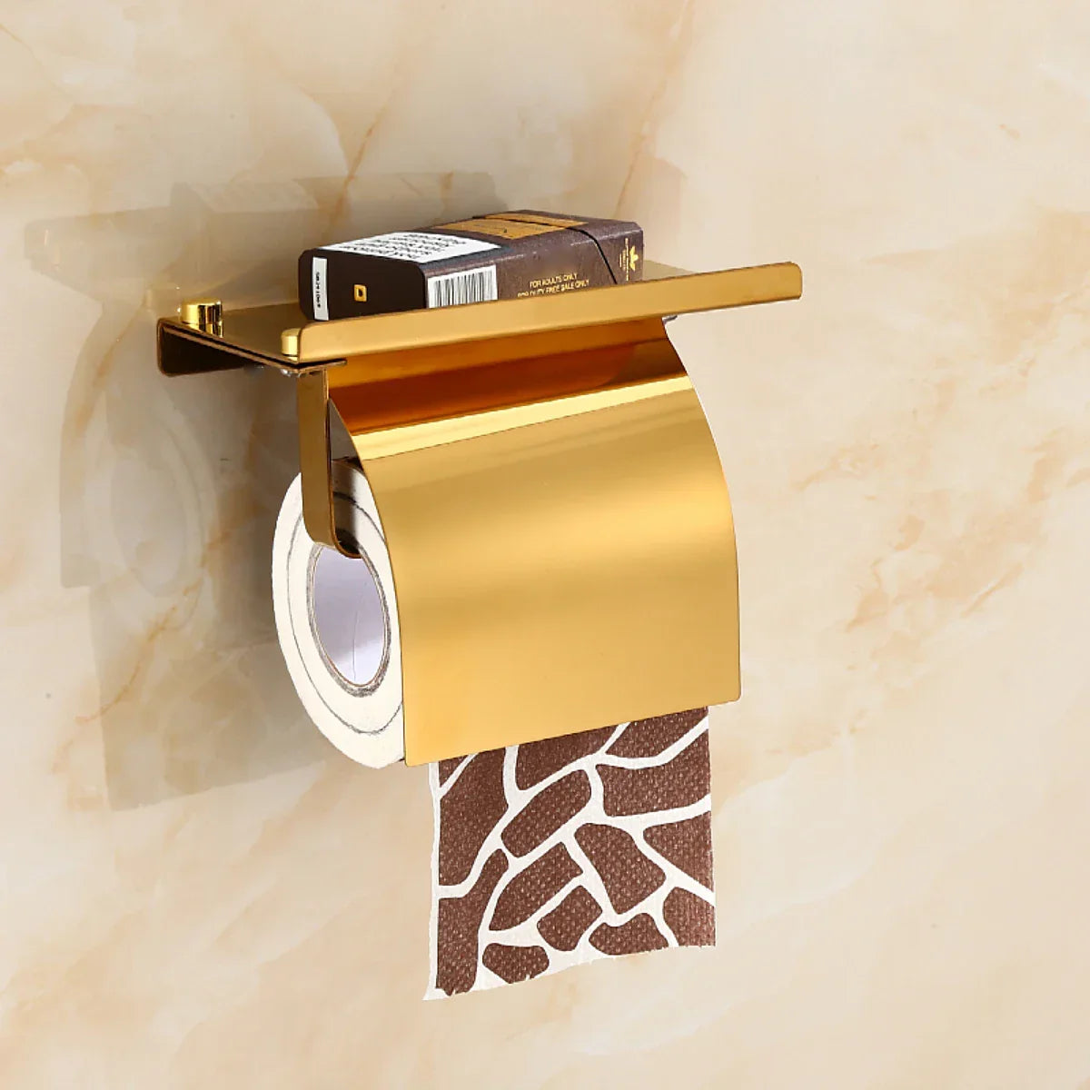 Porta Papel Higiênico com Tampa em Aço Inox Dourado Lenogue