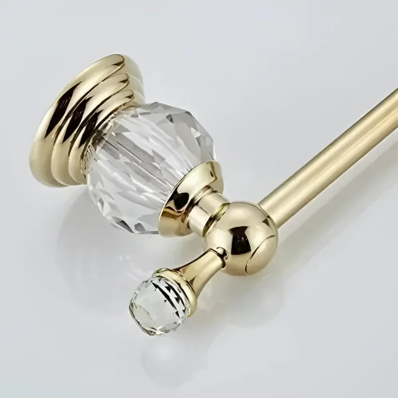 Porta Papel Higiênico Dourado Detalhe em Cristal Lenogue