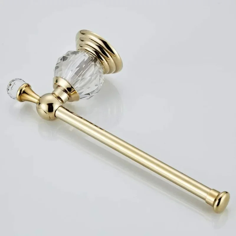 Porta Papel Higiênico Dourado Detalhe em Cristal Lenogue