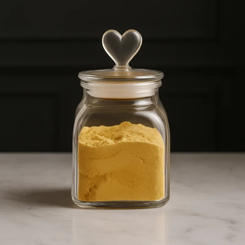 Pote de Vidro âmbar Borossolicato com Tampa Coração Lenogue âmbar (660 Ml)