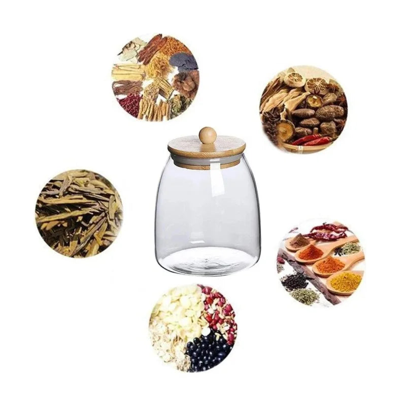 Pote de Vidro Borossilicato Tampa Hermética Madeira Lenogue