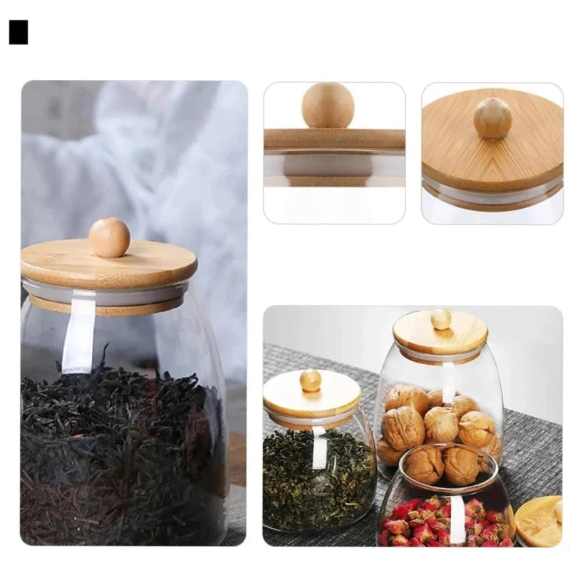 Pote de Vidro Borossilicato Tampa Hermética Madeira Lenogue