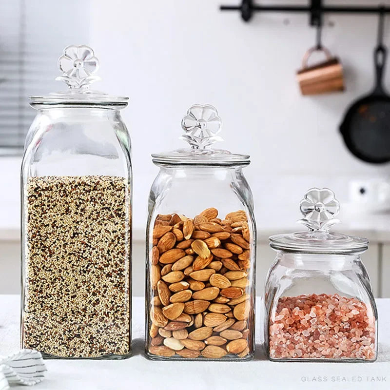 Pote de Vidro Transparente com Tampa de Coração para Café e Chá Lenogue Kit com as 3 peças