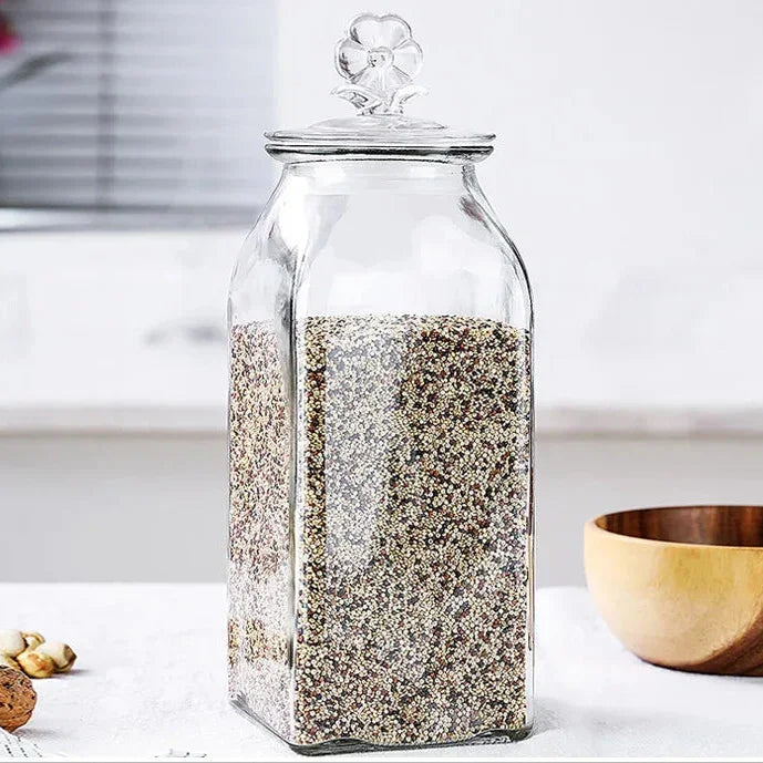 Pote de Vidro Transparente com Tampa de Coração para Café e Chá Lenogue Coração (2 Litros)