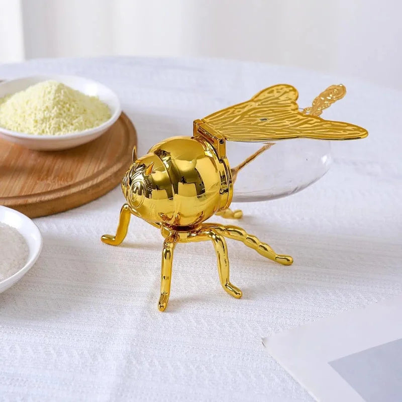 Pote de Vidro Transparente com Tampa e Colher para Mel Lenogue