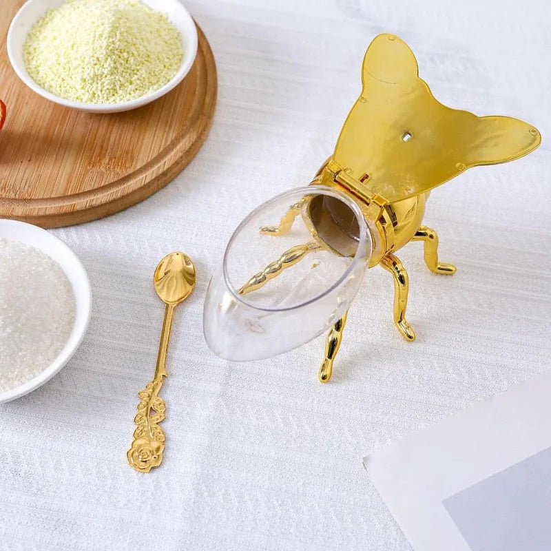 Pote de Vidro Transparente com Tampa e Colher para Mel Lenogue