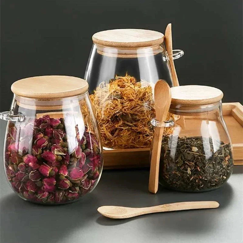Pote Hermético de Vidro com Tampa Vedada para Café e Açúcar Lenogue