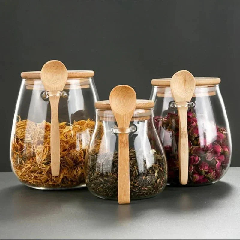Pote Hermético de Vidro com Tampa Vedada para Café e Açúcar Lenogue Transparente (3 Peças)