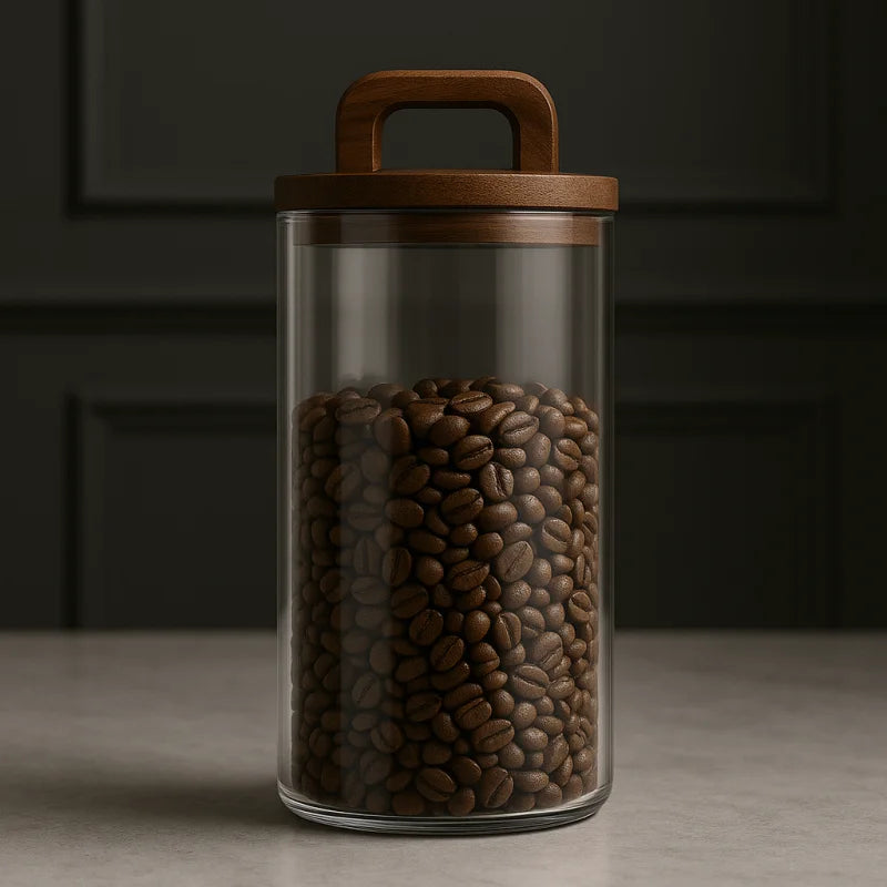 Pote Hermético de Vidro com Vedação a Vácuo para Grãos e Café Lenogue 1,25 litros