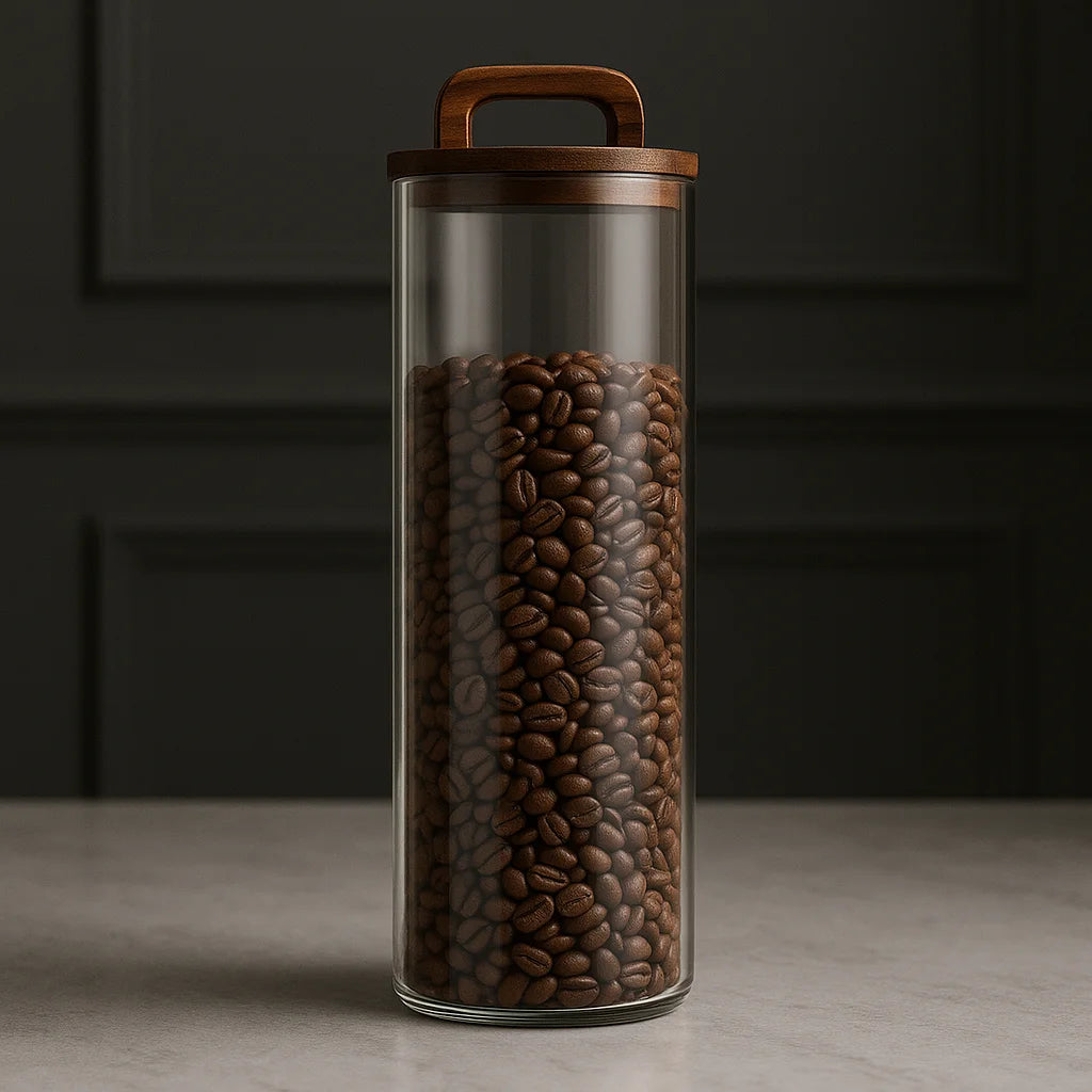 Pote Hermético de Vidro com Vedação a Vácuo para Grãos e Café Lenogue