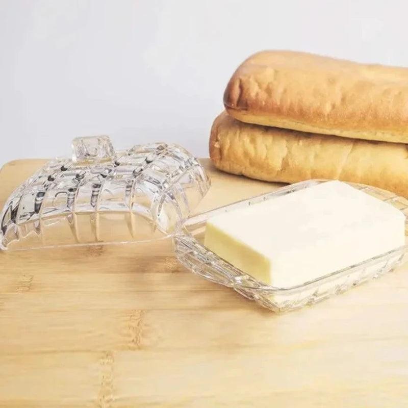 Prato para Queijo e Manteiga em Vidro Transparente de Luxo Lenogue