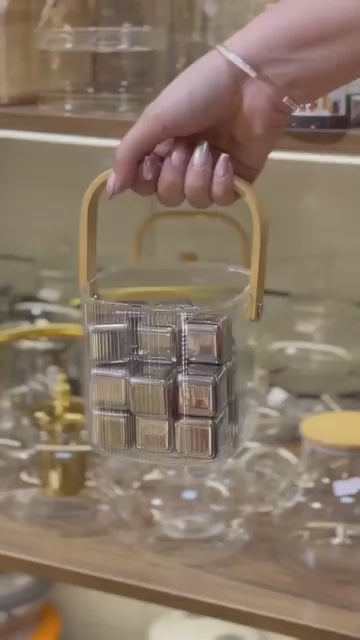 Cubos de Gelo de Aço Inox Dourado com Pegador Lenogue