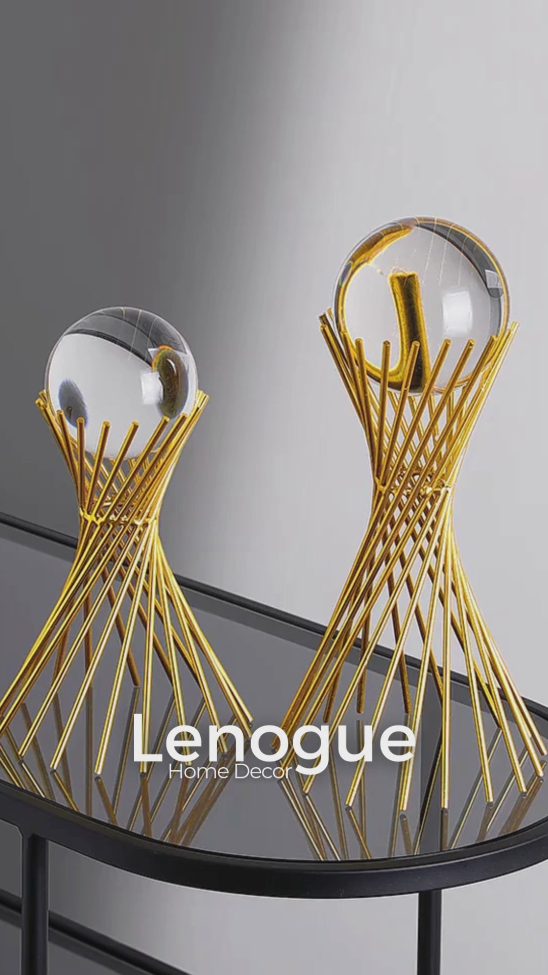 Ornamento Decorativo Metálico de Ferro e Vidro para Arte Abstrata Lenogue