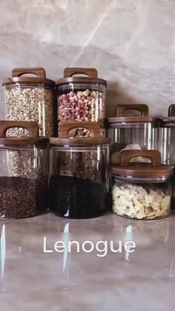 Pote Hermético de Vidro com Vedação a Vácuo para Grãos e Café Lenogue