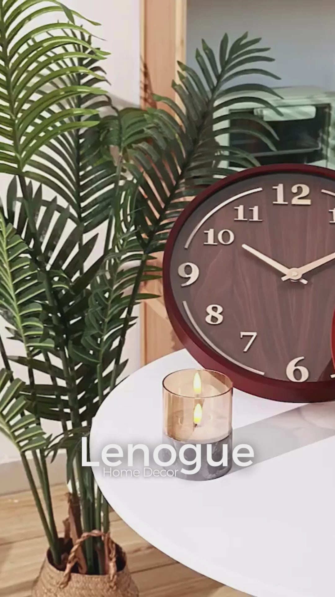 Relógio de Parede em Nogueira Movimento Quartz Silencioso Lenogue