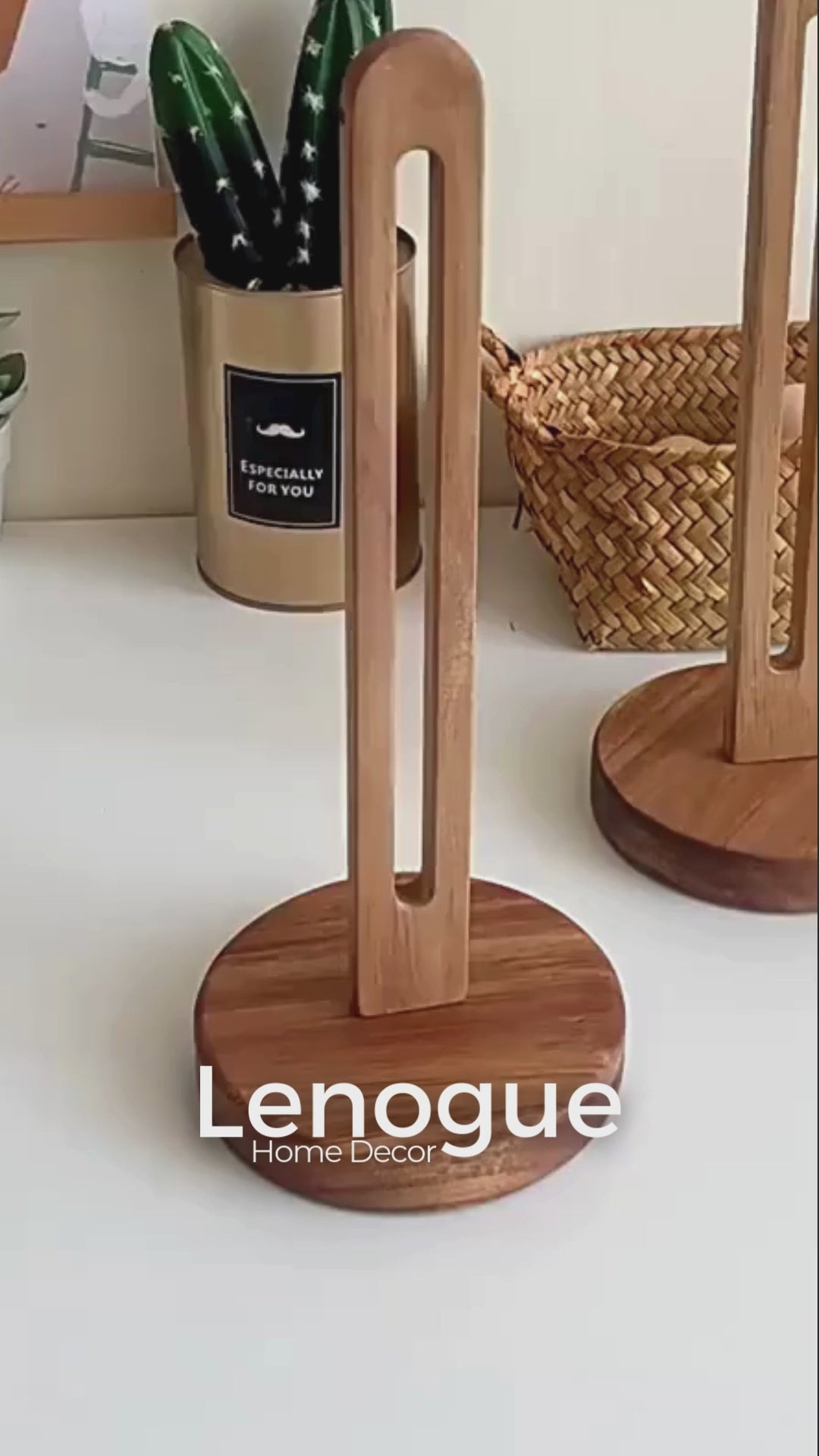 Porta Papel Toalha de Madeira com Base Antiderrapante e Impermeável Lenogue