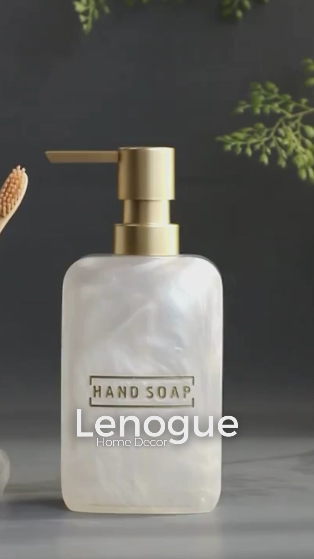 Kit para Banheiro Resina Dourado com Dispenser e Porta Escova 3 Peças Lenogue