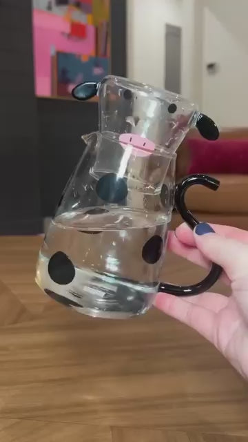 Jarra de Vidro Borossilicato com Copo Vaquinha Lenogue