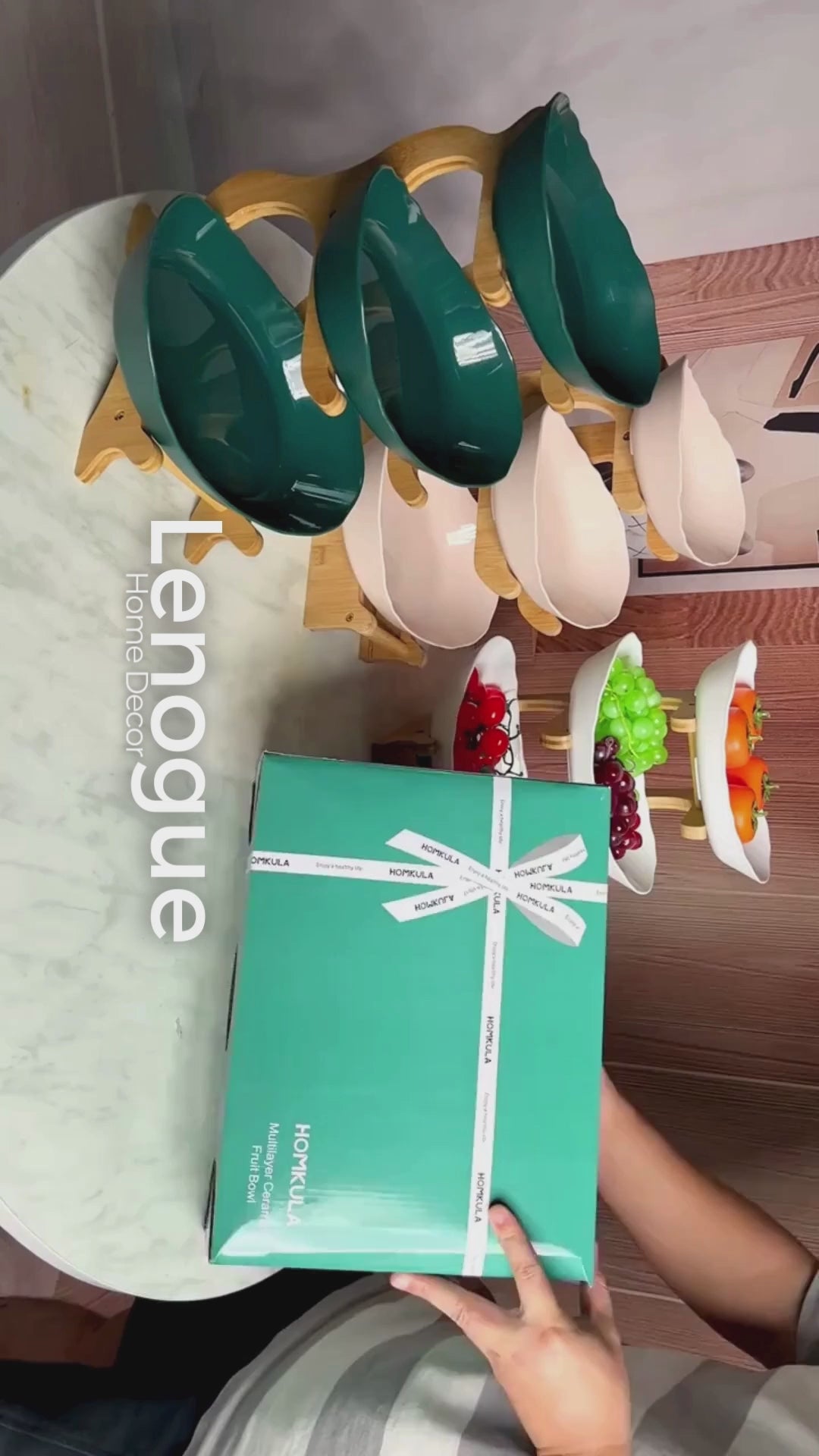 Fruteira de Bambu Natural Cestas Empilháveis para Organizar Frutas Lenogue