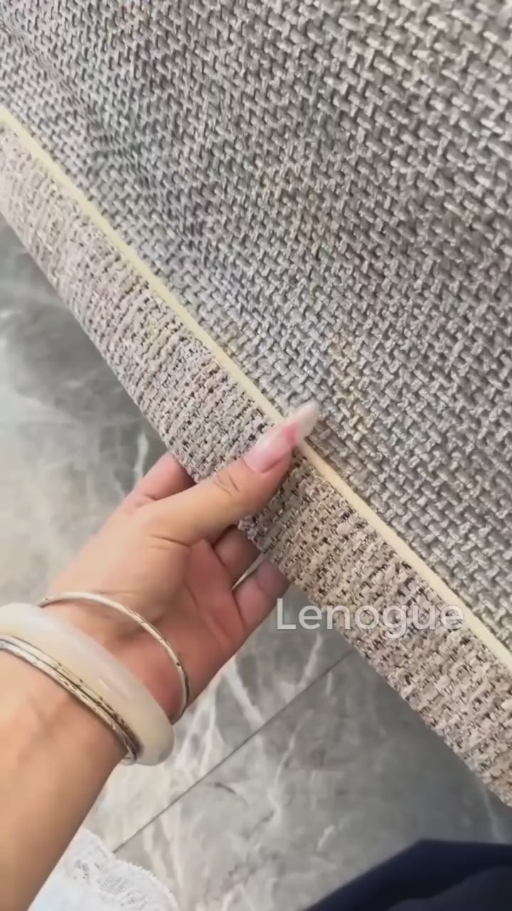 Capa de Sofá Antiderrapante em Algodão e Linho Bege Acinzentado Lenogue
