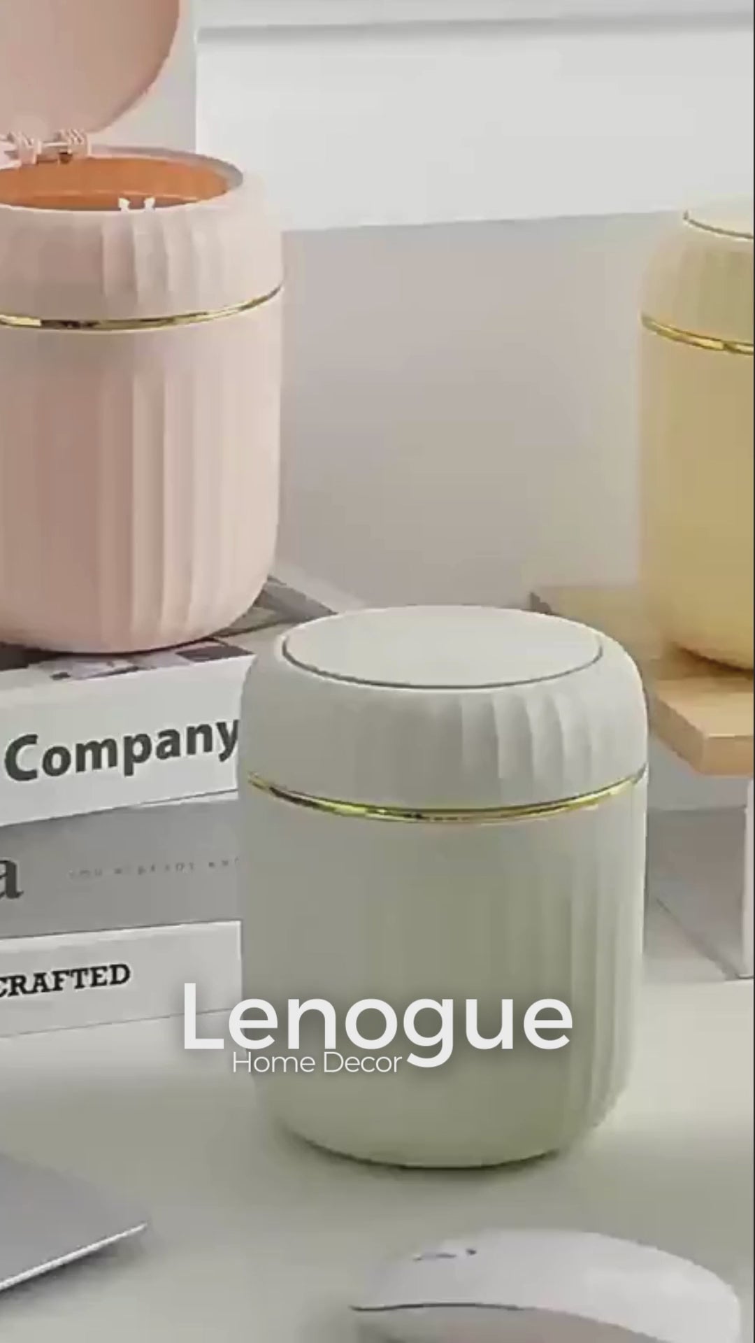 Lixeira de Mesa com Tampa Antipoeira Design Compacto Lenogue