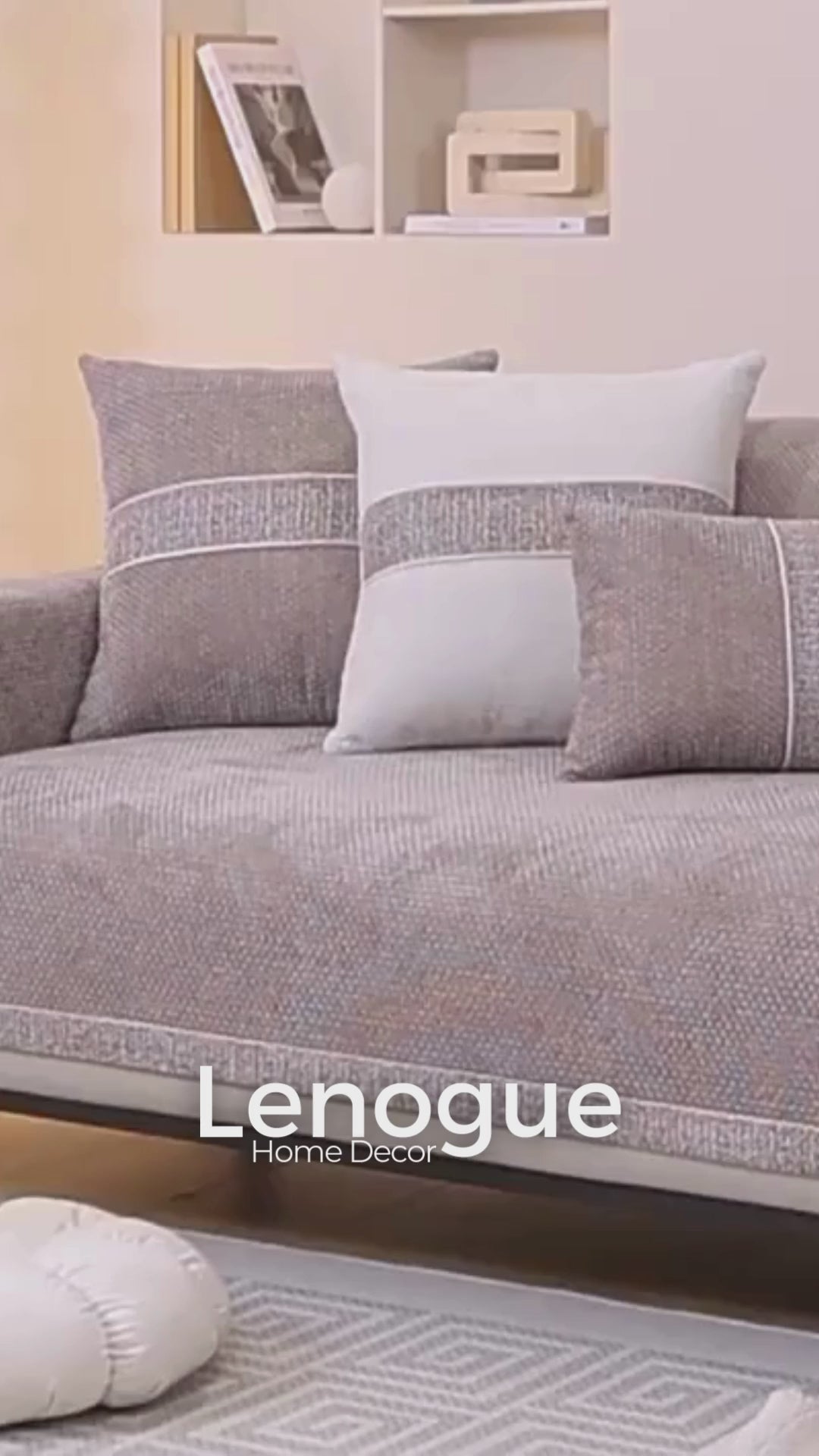 Capa para Sofá em Chenille Antiderrapante e Protetora Caqui Lenogue