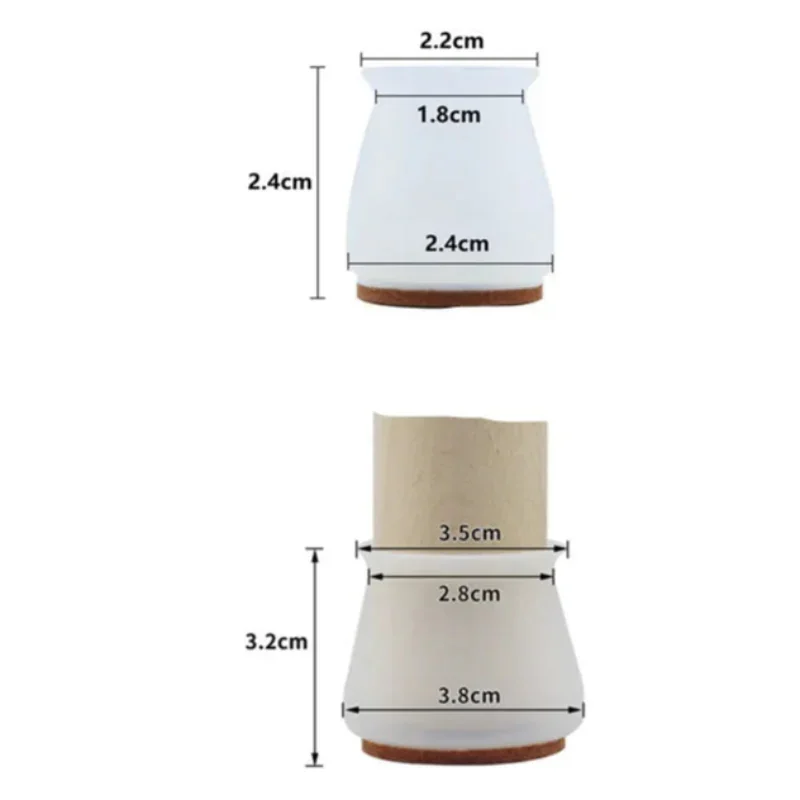 Protetor de Pés de Cadeira e Mesa em Silicone com Feltro Antiderrapante Lenogue