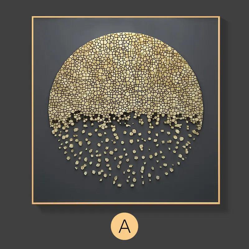 Quadro Abstrato de Luxo Dourado em Arte Nórdica Minimalista Lenogue