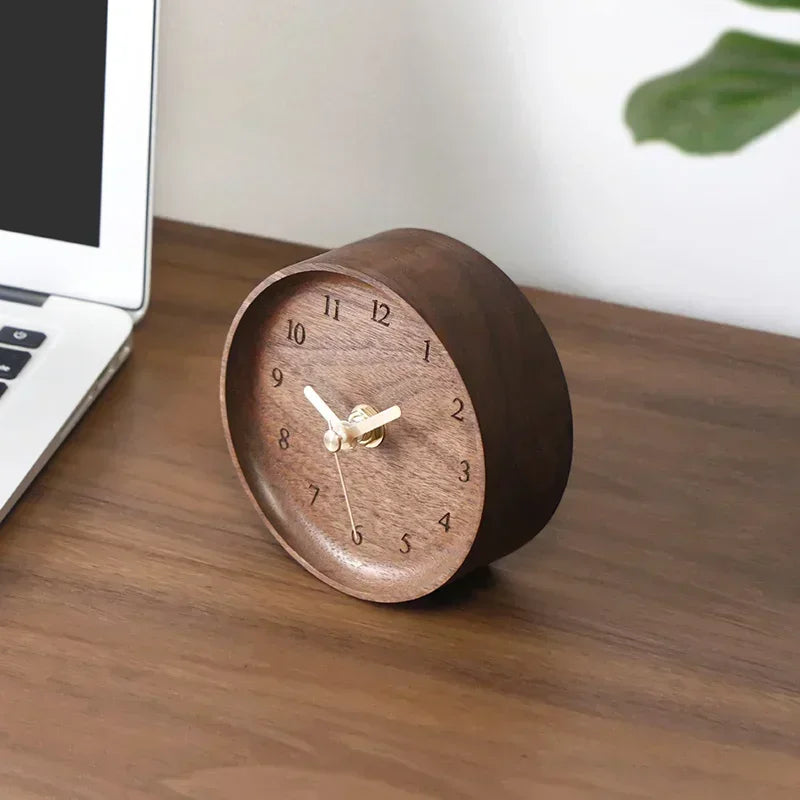 Relógio de Mesa em Nogueira com Movimento Silencioso Lenogue Madeira Escura