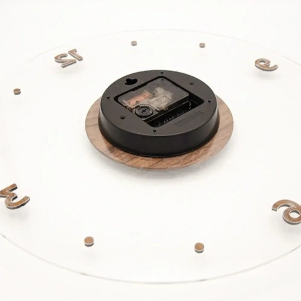 Relógio de Parede em Nogueira e Acrílico Movimento Silencioso Lenogue