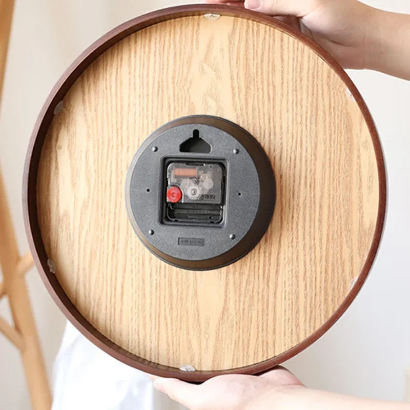 Relógio de Parede Madeira Circular Silencioso para Sala Lenogue Escura