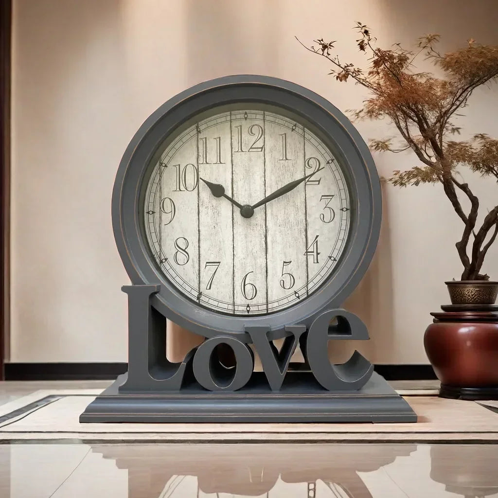 Relógio Despertador Retrô Silencioso para Mesa de Cabeceira Lenogue Cinza / 18 x 6 20,5 Cm