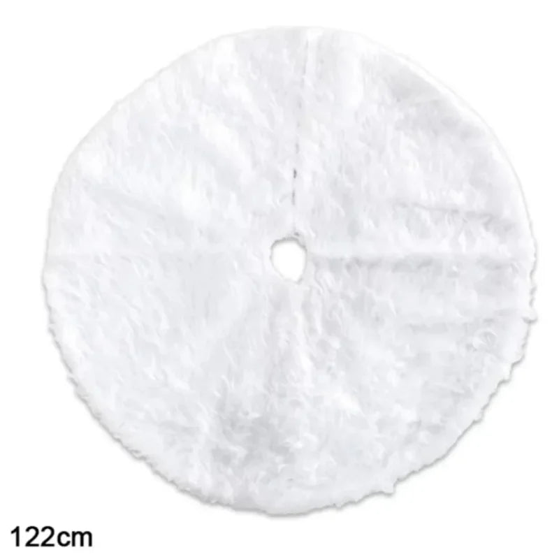 Saia para árvore de Natal Plush Redonda Branco Neve Lenogue