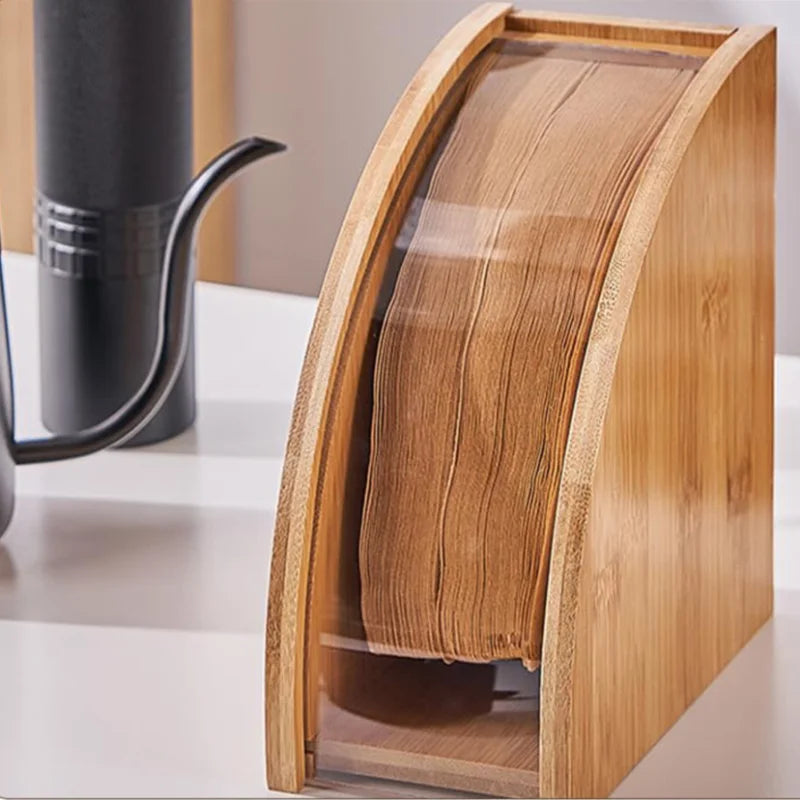 Suporte de Filtro Café em Bambu para Organização Cozinha Lenogue 16.7 x 15.7 Cm
