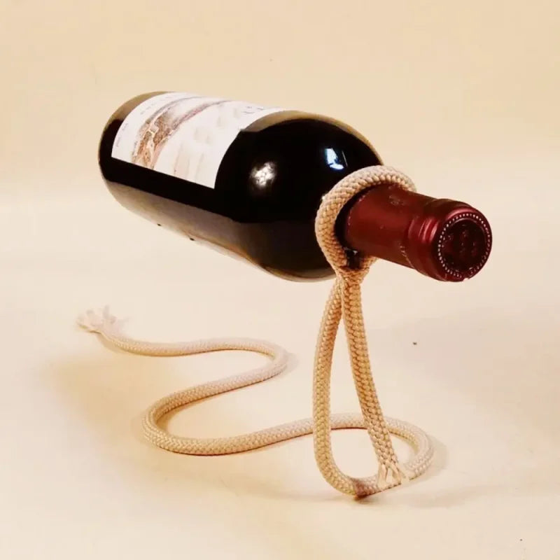 Suporte de Vinho em Forma Cordas para Cozinha e Bar Lenogue Bege