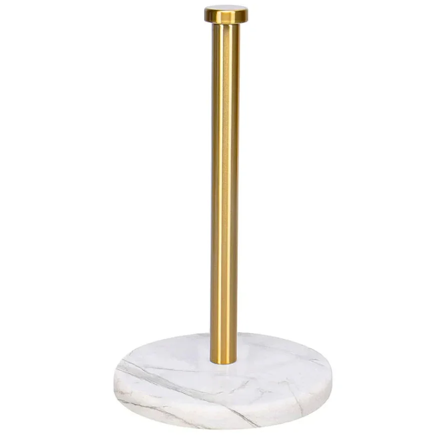 Suporte para Papel Toalha e Filme Plástico Mármore Dourado Lenogue