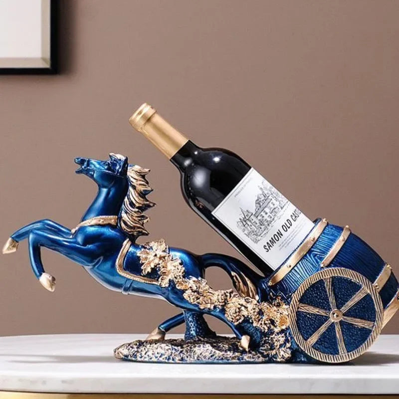 Suporte para Vinho Criativo em Resina Estilo Clássico Lenogue Azul / 41 x 20 13 Cm
