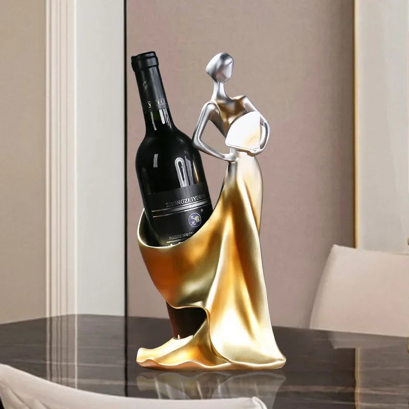 Suporte para Vinho Escultura Feminina Luxuosa em Estilo Moderno Lenogue Mod. 01