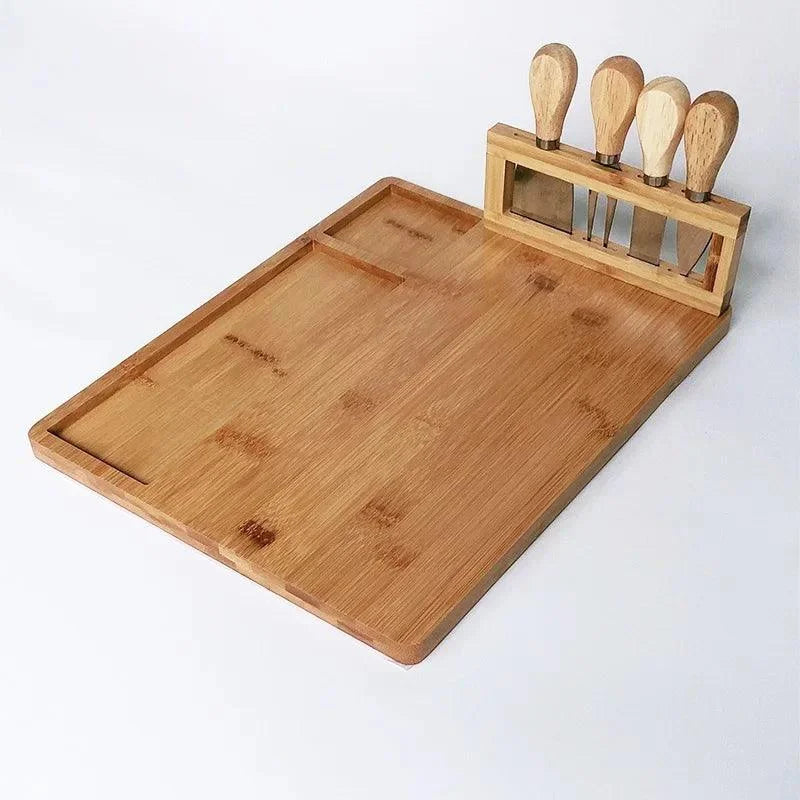 Tábua de Bambu para Queijos com Conjunto Facas Lenogue Tabuleiro