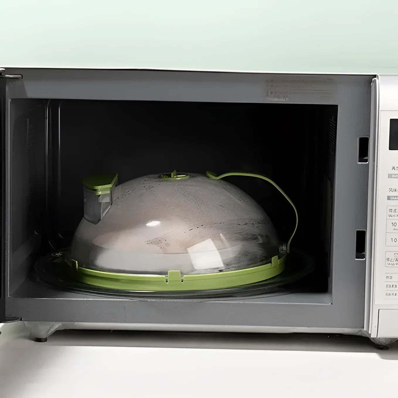 Tampa Anti-respingos para Micro-ondas com Dispenser de água Lenogue Mod. Verde com Depósito água